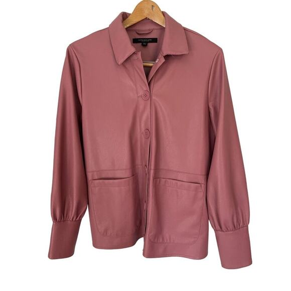 Marc New York Vegan Leather Jacket M Pink Butter Soft Button Closure Vintage - Picture 1 of 7